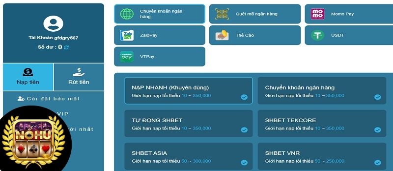 Hướng dẫn các bước nạp tiền nhanh vào hệ thống SHBet